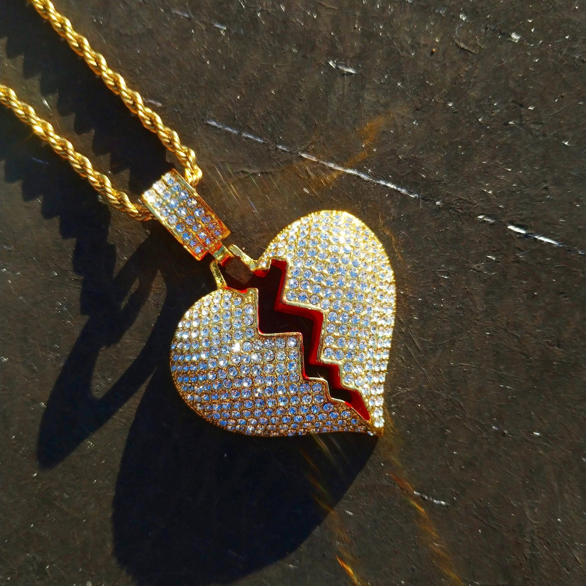Iced Broken Heart Necklace – Bling Label